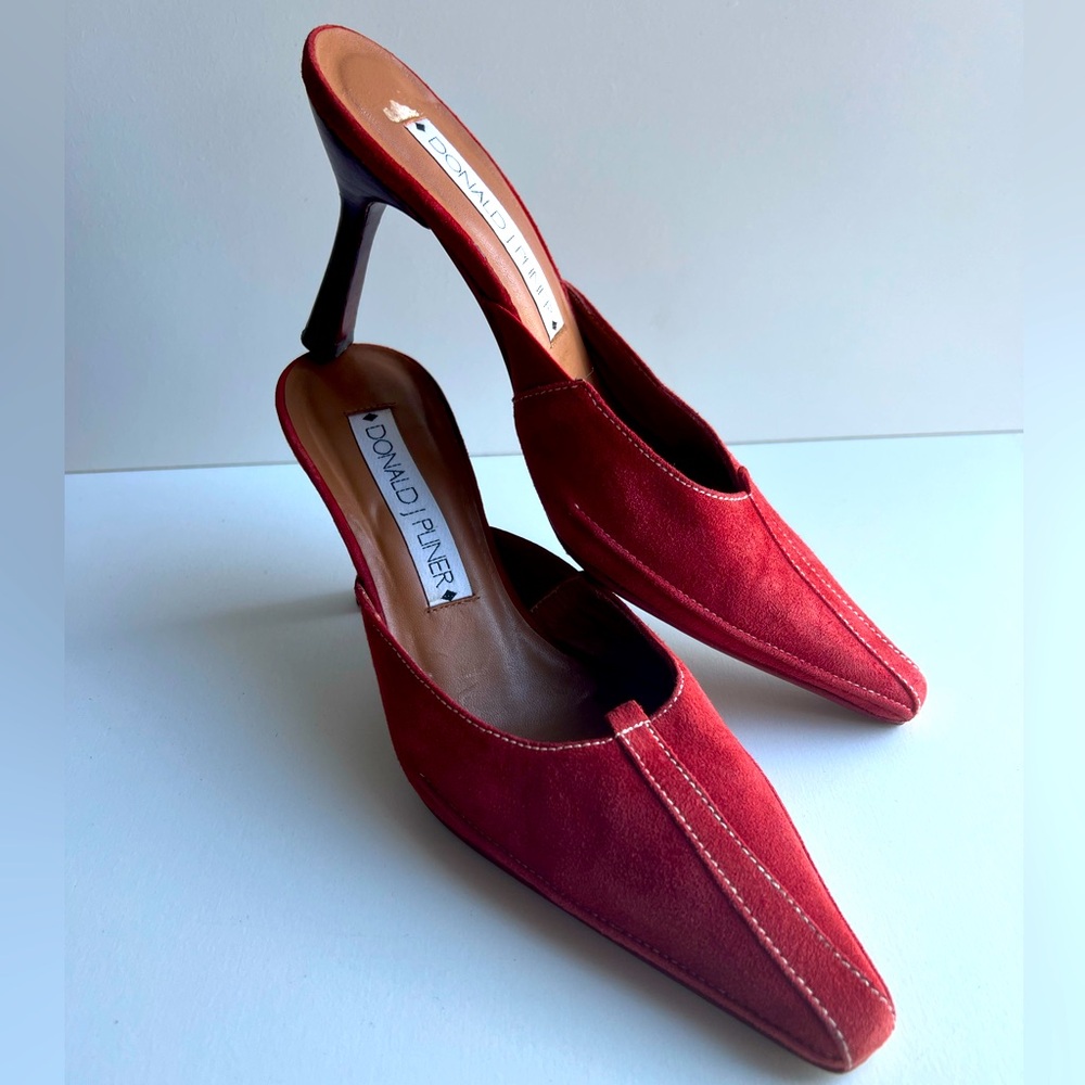 DONALD J PLINER | Vintage Suede Mules in Brick Red | 3.25” Heel